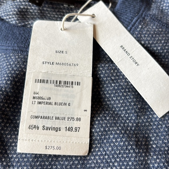 Vince Bird's Eye Stitch Wool & Cashmere Sweater in Light Imperial Blue/Grey - Picture 4 of 4